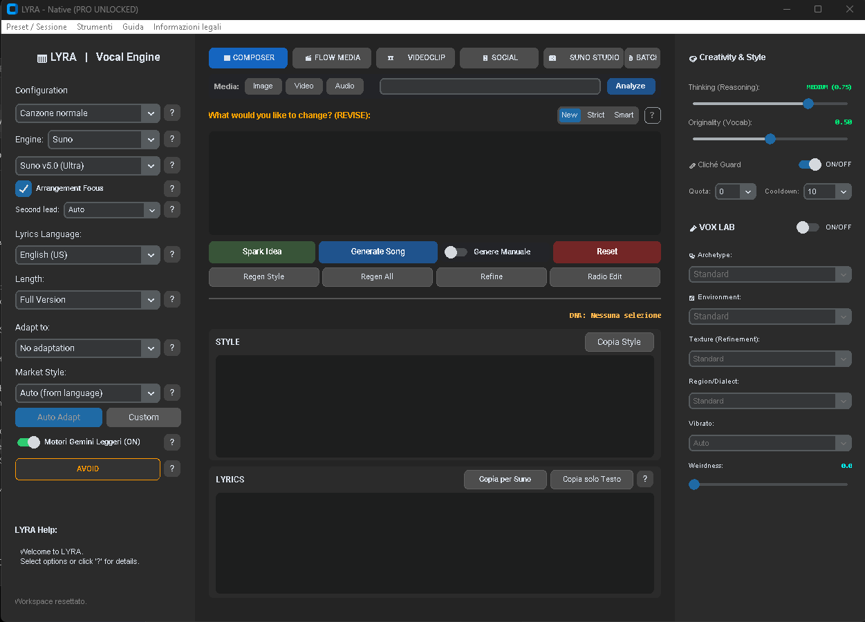 LYRA Composer Screenshot