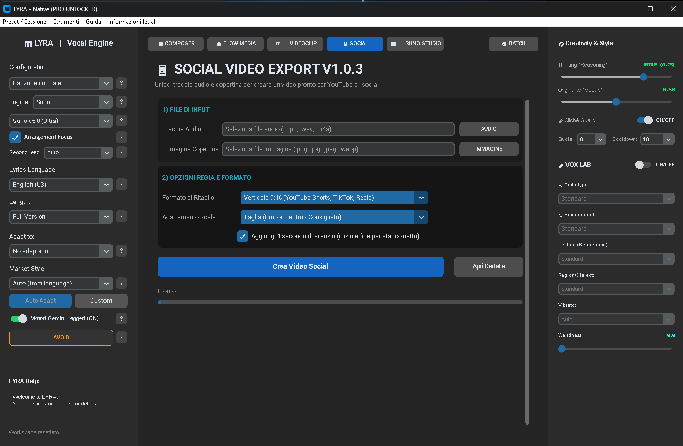 LYRA Social Video Export Screenshot